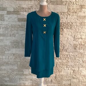 Vintage Evan-Picone Teal Shift Dress